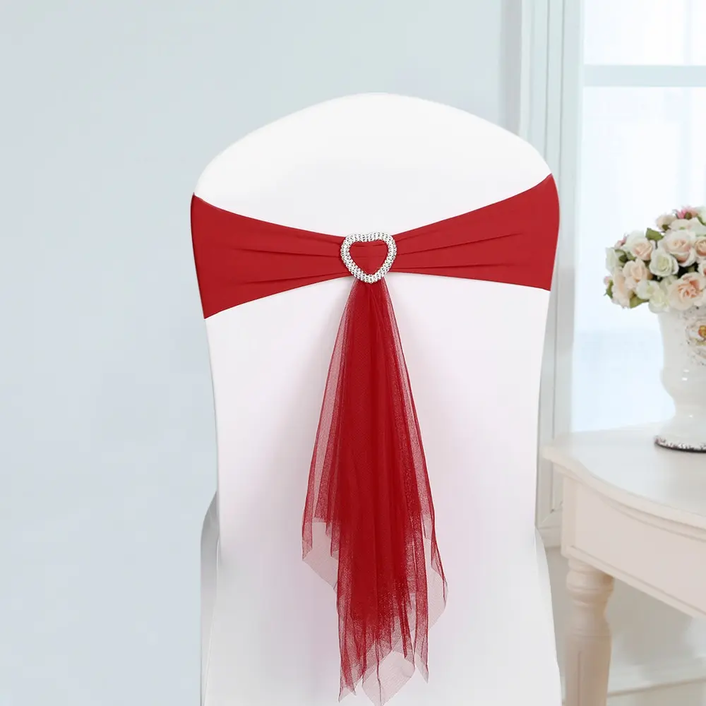 

20pcs Stretch Chair Band Wedding Decor Chair Covers Bands Sash Spandex Organza Chair Sash Covers Wedding Banquet Decoration