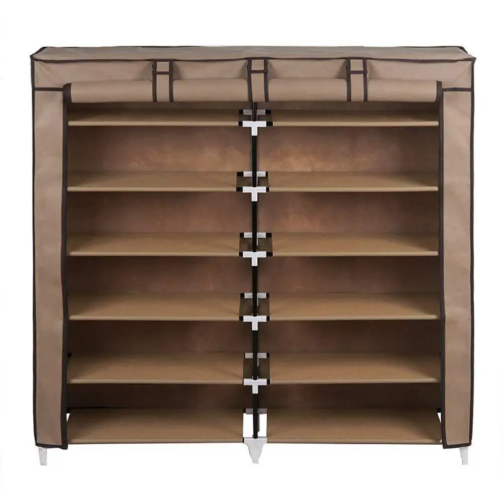 

1 Pcs Mocha 7 Tiers Portable Shoe Rack Closet Non-woven Fabric Durable And Sturdy Cover Home Shoe Storage Organizer Cabinet