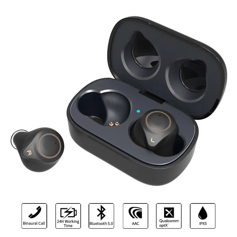 

Bluetooth 5.0 Wireless Earbuds Support AptX Audio Technology 3D Stereo Deep Base Audio In-Ear Bluetooth Headset Built-in Mic
