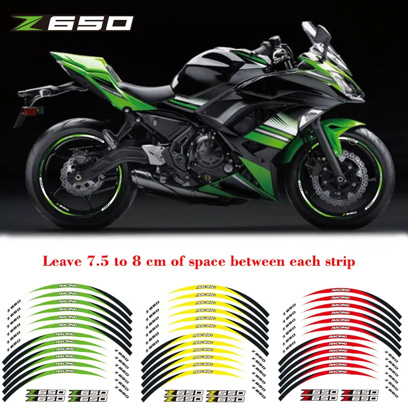 Новинка, высокое качество, 12 шт., подходят для мотоцикла, колеса, стикер, полоса, светоотражающий обод для Kawasaki Z650