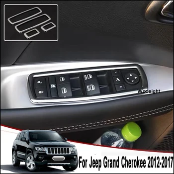 

4Pcs ABS Chrome Window Switch Button Cover Trim Armrest Frame For Jeep Grand Cherokee Dodge Journey Chrysler 2012-2014