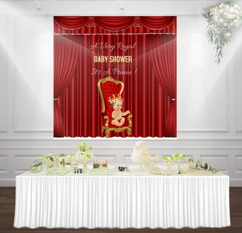 

HUAYI red and gold curtain little prince baptism birthday photography backdrop baby shower decor photophone background sm-016