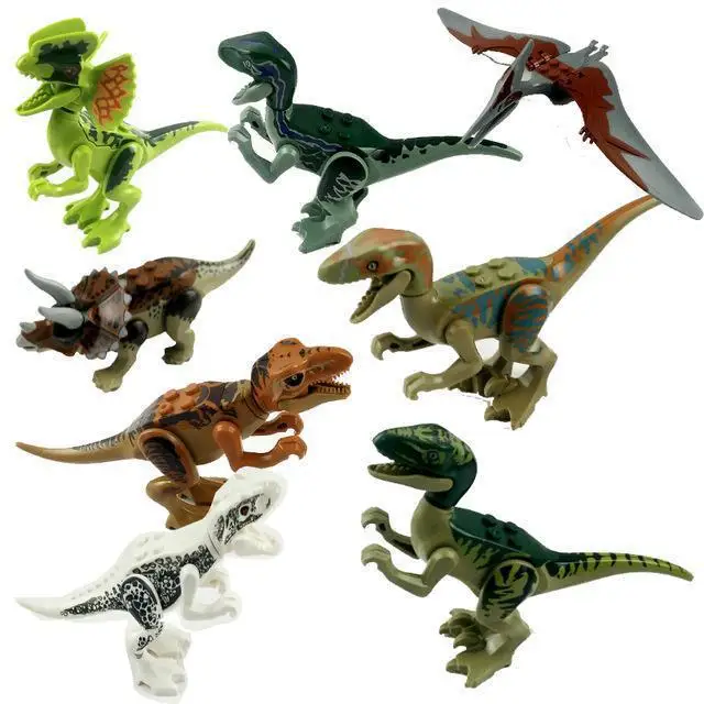 8pcs/set Dinosaur Jurassic World Park Dino Figures Building Tyrannosaurus Assemble Blocks Toy Compatible With Legoings Dinosaurs