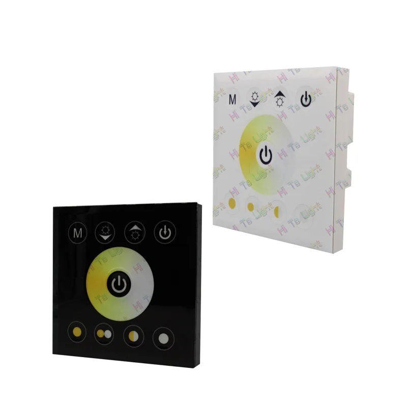 

DC12/24V Dual white/warm white Touch LED Panel controller Wall mounted color Temperature controller dimmer for LED Strip Lights