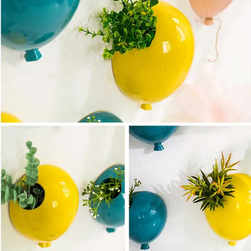 Creative Ceramic Balloon Decorative Wall Vase For Flowers Home
