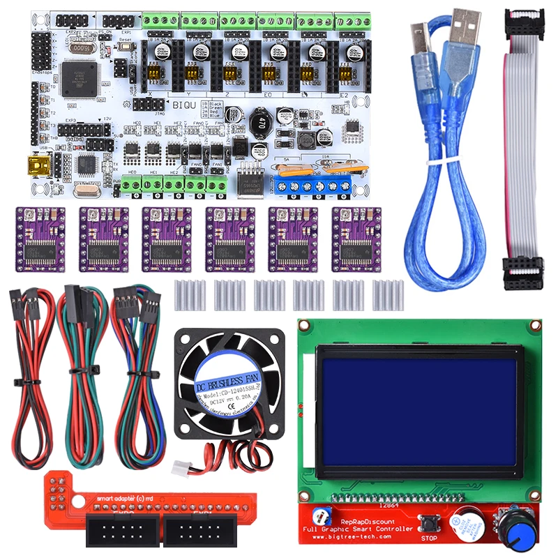 

BIQU 3D printer Rumba control board DIY+12864 LCD controller display+4015 fan+jumper wire+DRV8825 Driver for reprap 3D printer