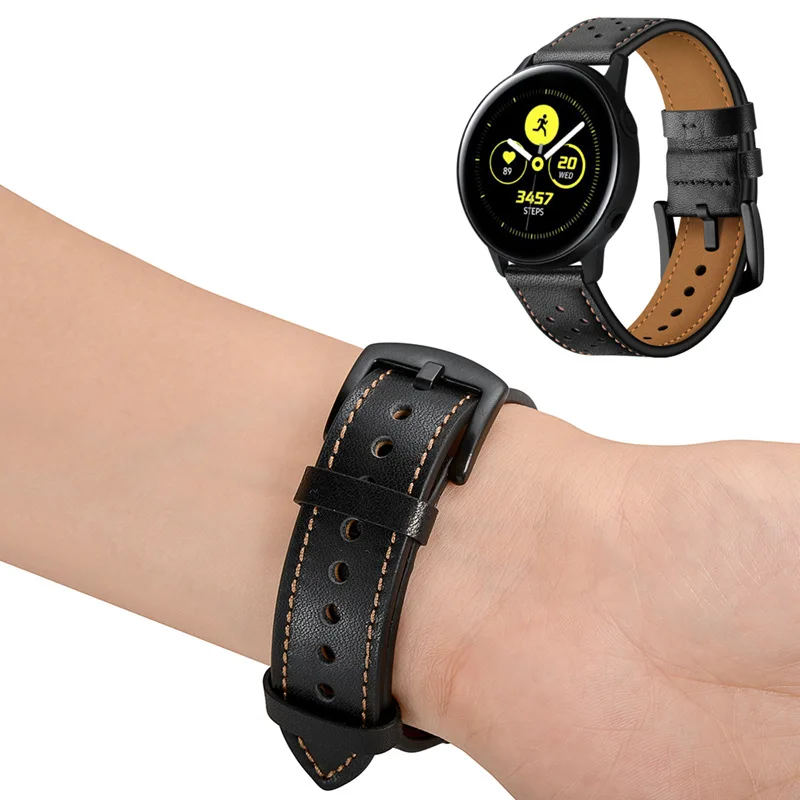 ASHEI 20 мм кожаные браслеты для часов для samsung Galaxy Watch 42mm Active S2 классический спортивный ремешок для Huami Amazfit Bip Ремешок Браслет