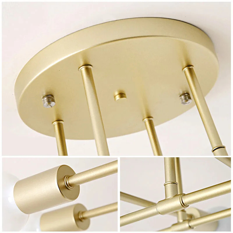 6/8 Head LED Industrial Iron Ceiling Lamp Black/Golden European Minimalist Living Room Lighting 220 - 33043891469