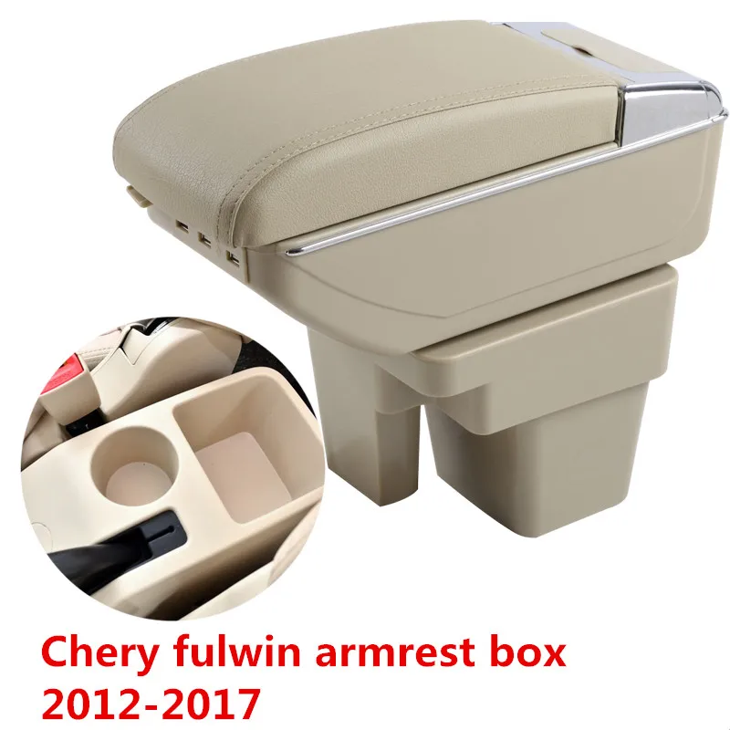

Car armrest box central Store content Storage box with cup holder ashtray USB interface accessories for Chery fulwin 2 2012-2017