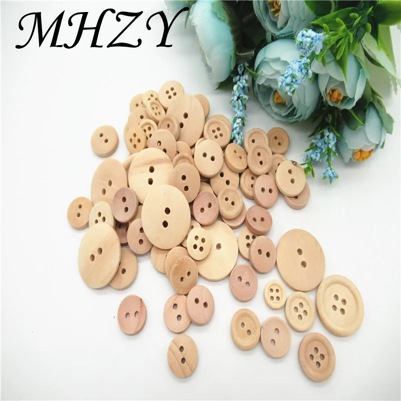 50Pcs 2 Holes Wood Baby Handmade Wooden Buttons Sewing Scrapbooking DIY Craft