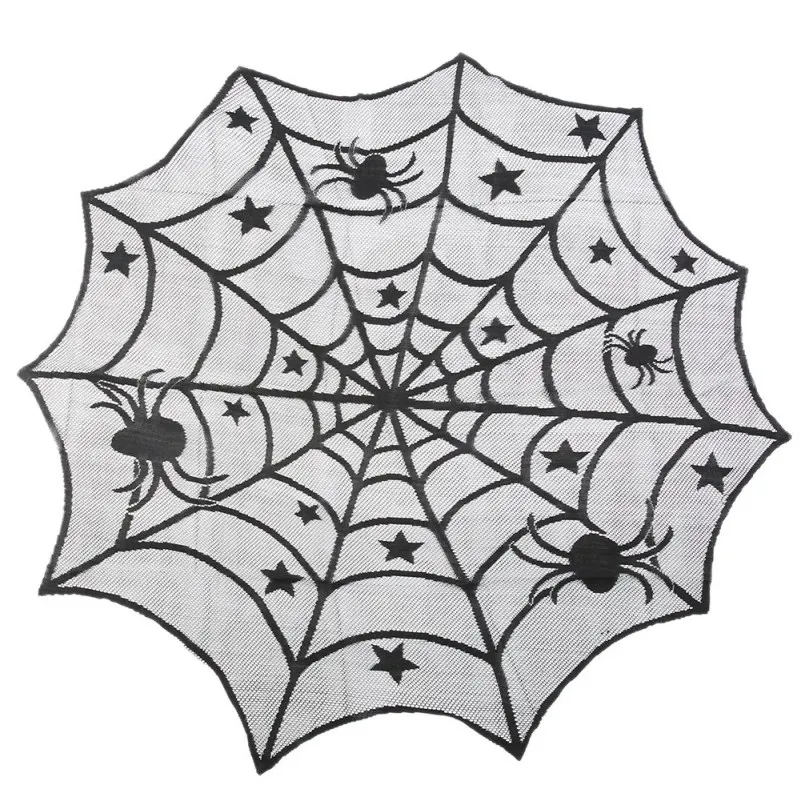 

Spider Web Halloween Lace Black Tablecloth Tablecover Rectangle 240*120 cm Halloween Decoration Decor Props Black Color wd02