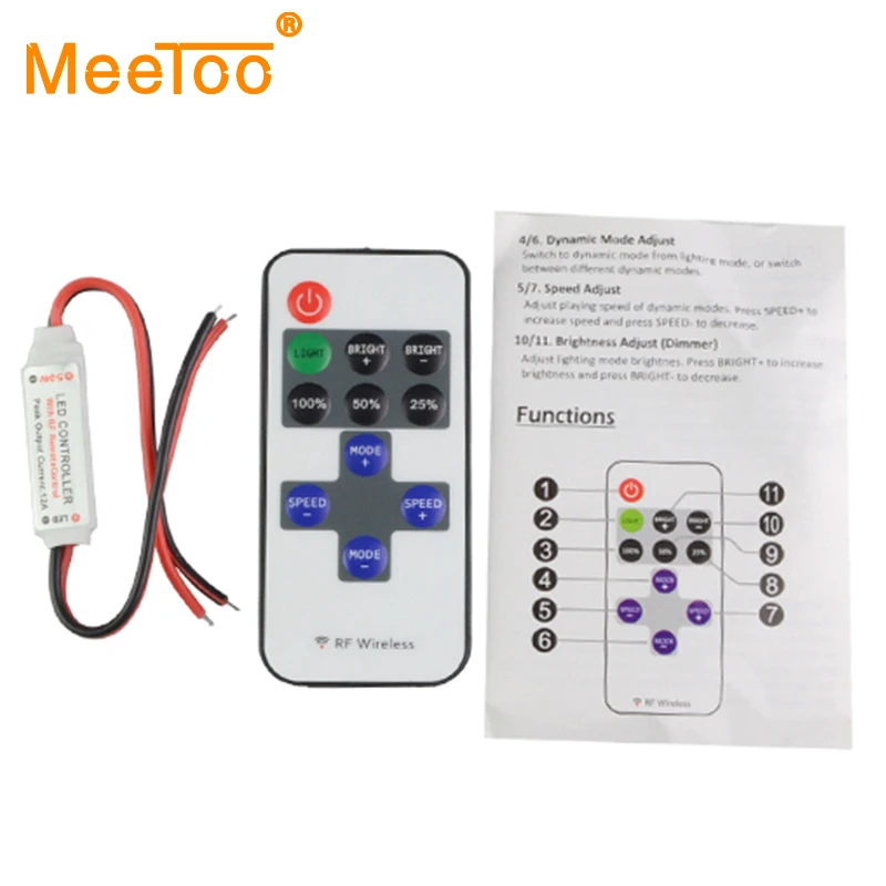 New Rf Controller Lighting Dimmer Switch Wireless Remote Control Dc12