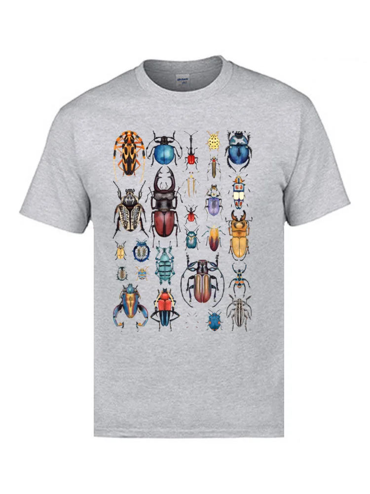 Коллекция жуков, насекомых, принт с животными, футболка, хлопок, повседневные футболки, объемные, простые, 3D, дизайнерская одежда, мужские рубашки - Цвет: Серый