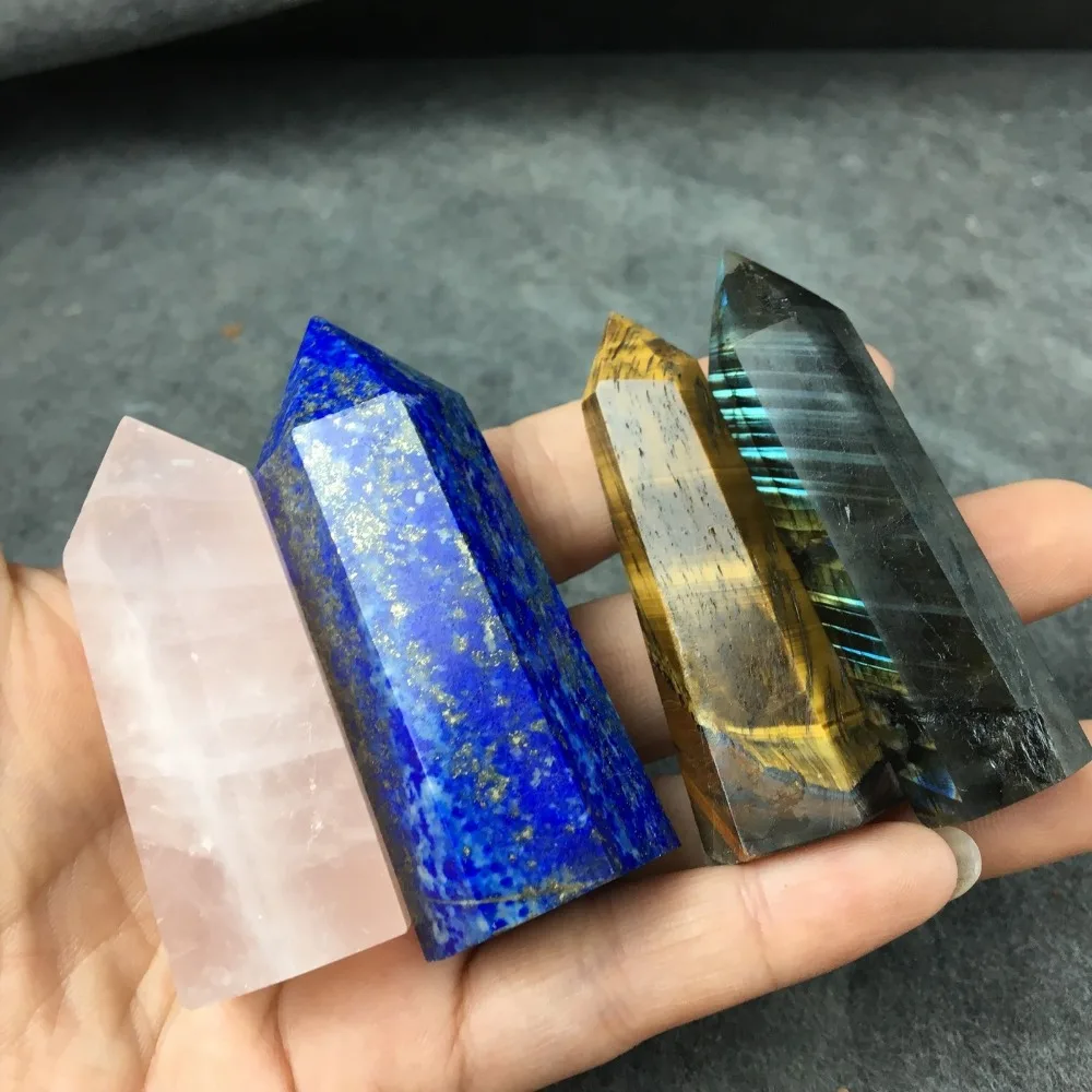 Natural quartz stone labradorite obelisk crystal wand point for healing stones (1)