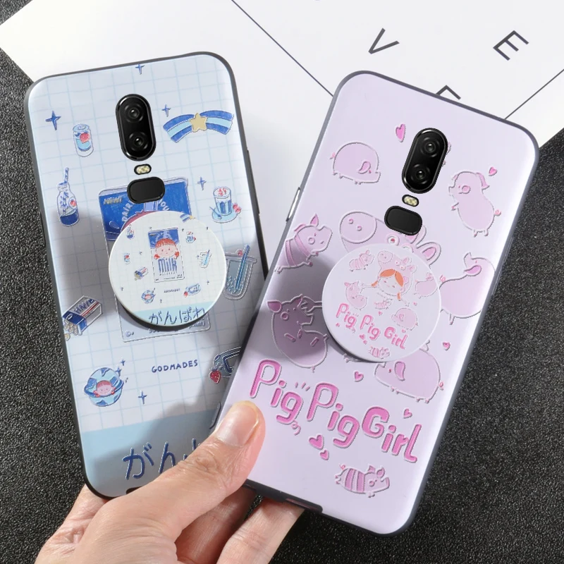 

Cute Pig With Aribag Cases For Oneplus 1 X 3 One plus 3T 5 5T Stand Pretty Extend Cover Case For Oneplus 6 / 1+6