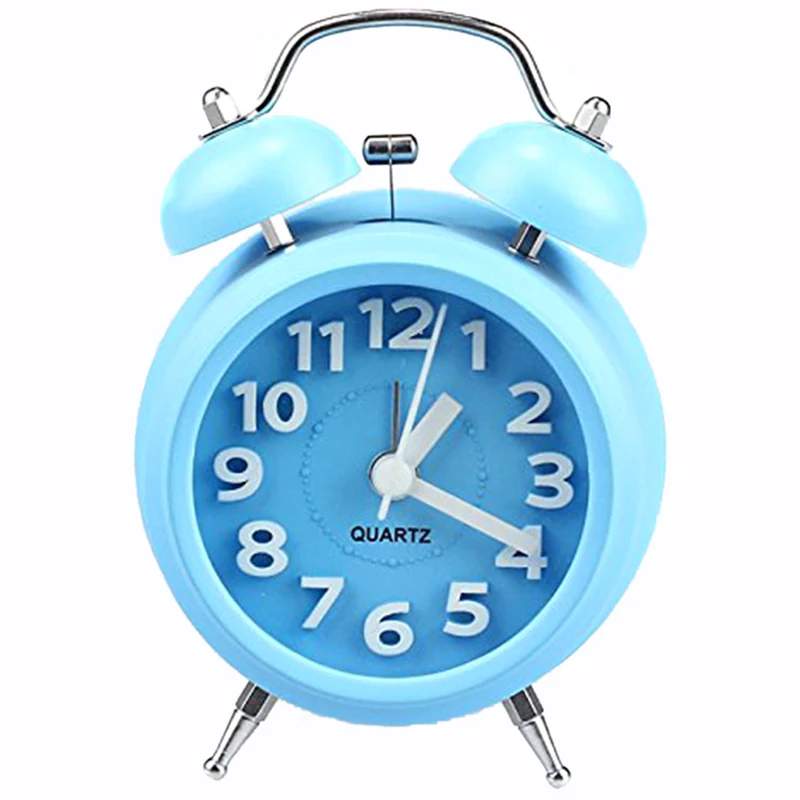Fashion Double Bell Night Light Children Alarm Clock (Blue)in Alarm