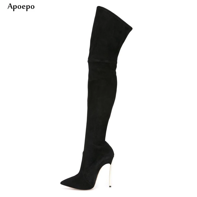 

New Hot Selling Over the knee high heel boots Sexy Pointed Toe Thin Heels woman shoes boots fashion thigh higih boots
