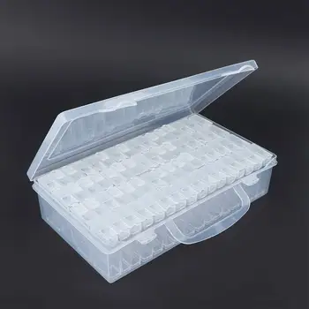 

1 pc 64 Slots Diamond Embroidery Diamond Painting Transparent Plastic Storage Box Jewelry Craft Bead Pill Storage Tool