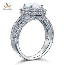 Павлин звезда в винтажном стиле 1,5 карат Твердые 925 пробы серебро обручальное кольцо для помолвки CFR8111