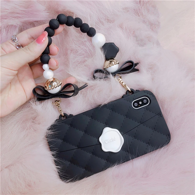 Aowziic Candies handbag shell 6S full package For iPhone X XS MAX XR cell phone shell 7 8plus case silica gel chain soft sleeve