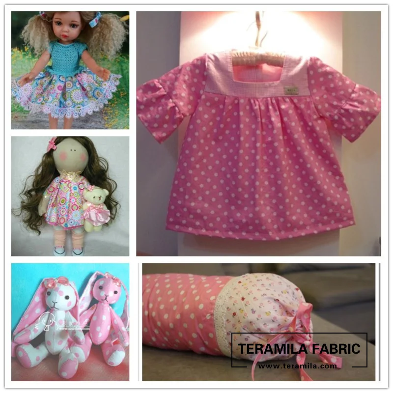 Floral Dots Cotton Fabric Fat Quarter Bundle Quilting Patchwork Sewing Clothe Bedding Tissus Tilda 4PCS/Lot