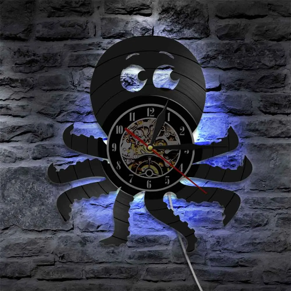 1Piece Ocean Animal Octopus Mollusk LED Wall Lamp Vinyl Record Wall