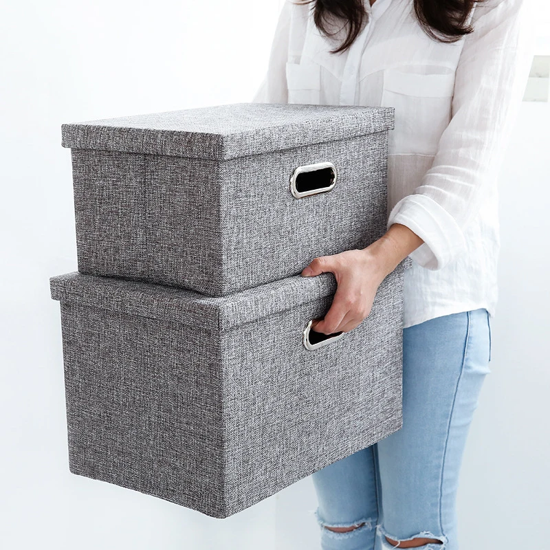 

Japanese-style Simple Folding Cotton Linen Storage Box Clothing Wardrobe Debris Storage Box Clothing Organizer with Cover