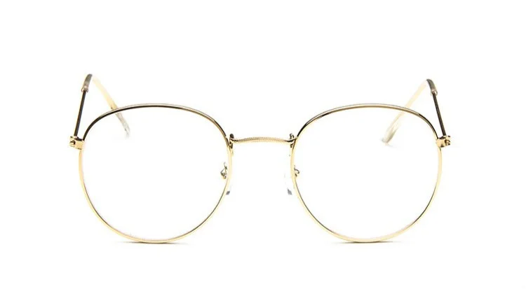 Круглые очки, оправа для женщин и мужчин, ретро очки для близорукости, оптические оправы, металлические прозрачные линзы, Золотые очки Oculos De Grau - Цвет оправы: Gold