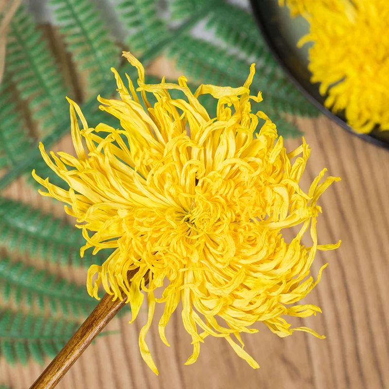 Сушеные цветы большая НАТУРАЛЬНАЯ желтая хризантема украшения 100 г/пакет