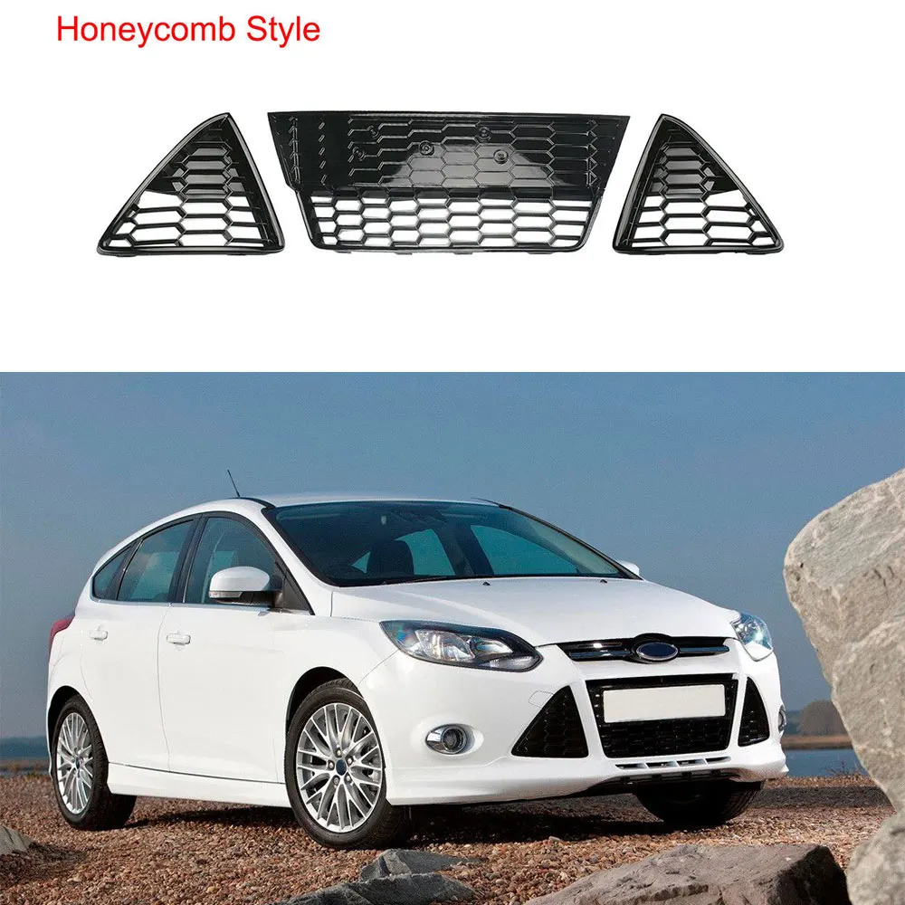 Bright Black Front Lower Left Right Bumper Grille Cover For Ford Focus 2012 2014 BM51
