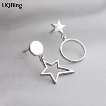 Лучшие модные стильные Асимметричные 925 пробы серебряные серьги-гвоздики в виде звезд и Луны для женщин ювелирные изделия Brincos