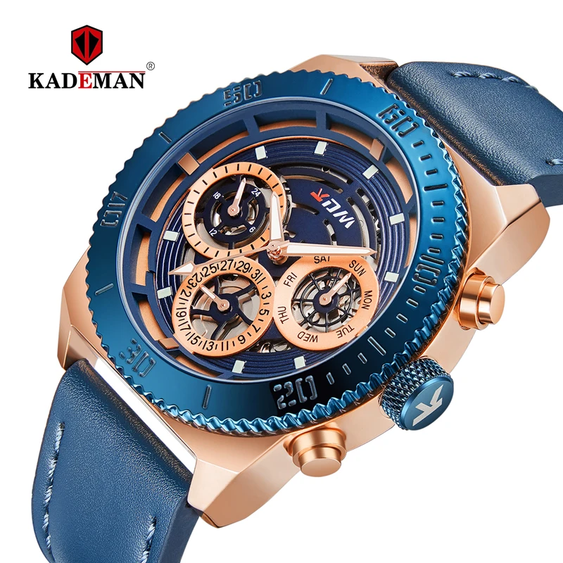 

New Arrived 8015 Series Military Mens Watches TOP Quality KADEMAN Brand Quartz Watch 3ATM Sport Male Casual Leather Wristwatches