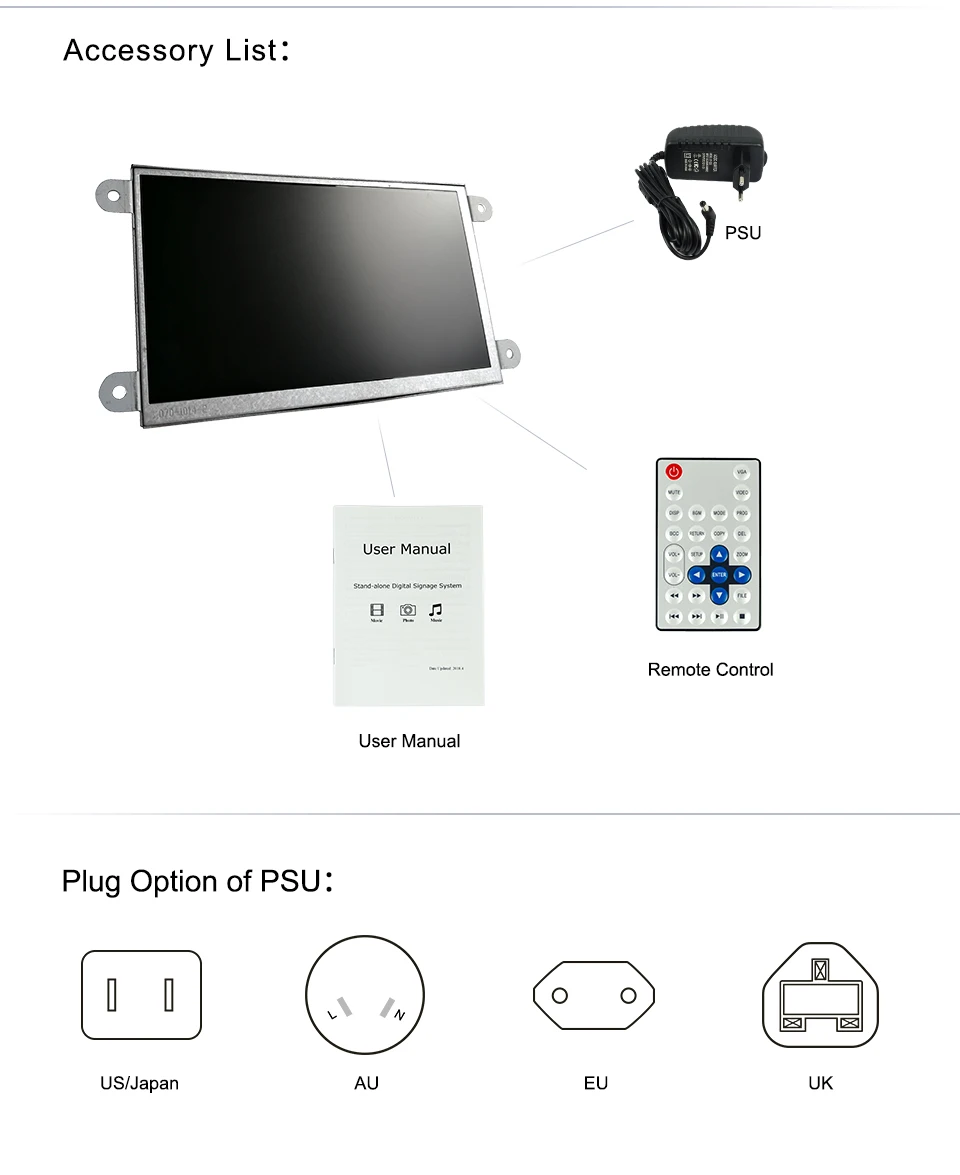 7 дюймов USB SD карта открытая рамка CE FCC ЖК-акран стандарта rohs дисплей цифровой вывески плеер реклама дисплей доски для всех видов