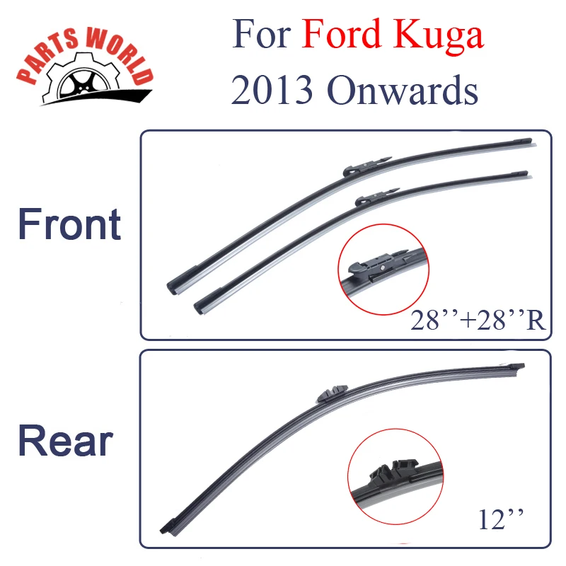 Wiper blades for Ford Kuga (from 2013 onwards) 28"+28"R fit pinch tab