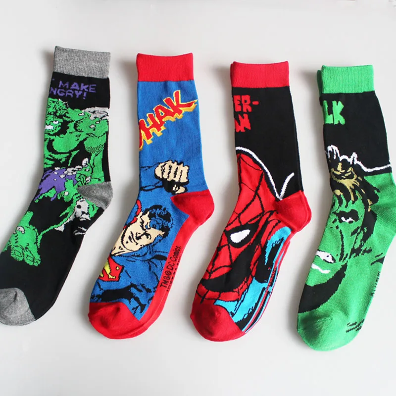 Мстители Marvel мультфильм носки Бэтмен Супермен Косплей модные Новинка Забавные