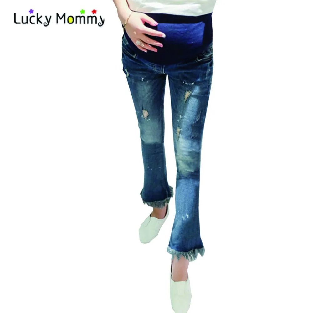 Maternity Jeans for Pregnant Women High Waist Denim Blue Pregnant