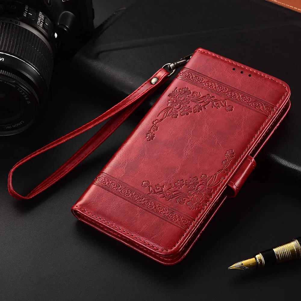 Кожаный чехол-книжка для ASUS ZenFone 3 ZE520KL Fundas с цветочным принтом специальный чехол-бумажник с подставкой и ремешком - Цвет: oil winered