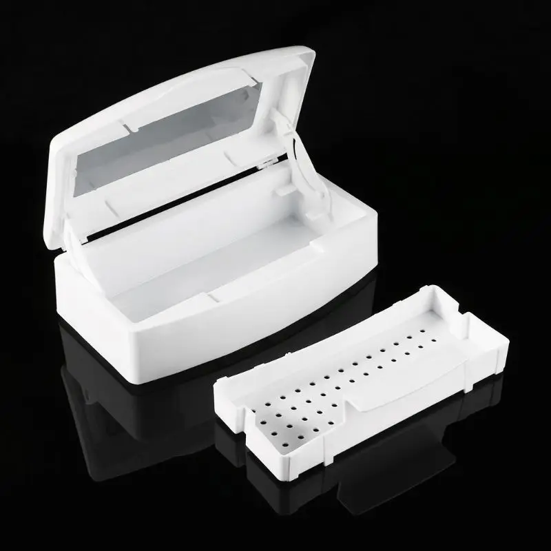 

White Nail Sterilizer Disinfection Box Nail Art Nipper Tweezers Cleaner Sanitizer Hygiene Manicure Equipment Cleaning Tools