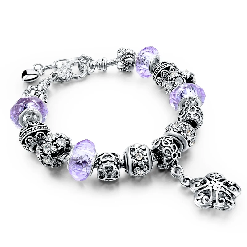 Женский серебряный браслет с бусинами из муранского стекла|bracelets for|bracelets for womenblue