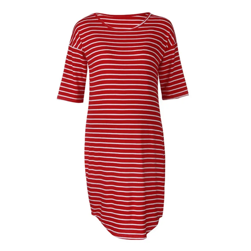 2019 new Fashion Womens Pregnants O-Neck Stripe Short Sleeve Nursing Maternity Dress brief design #4m29 (21)