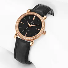 VINOCE Luxury Brand Women Quartz Watch Relogio Feminino black Gold Bracelet Watch Lady Fashion Casual leather Wristwatches