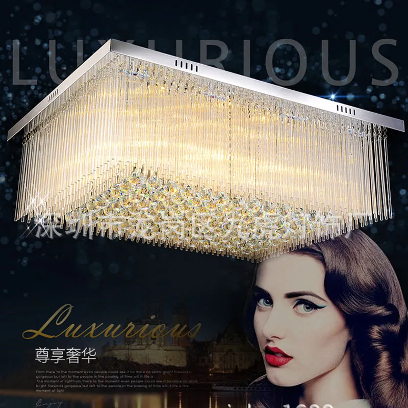 

L Simple modern crystal lamp living room lamp luxury atmosphere rectangular restaurant bedroom lamp LED crystal ceiling lamp LED