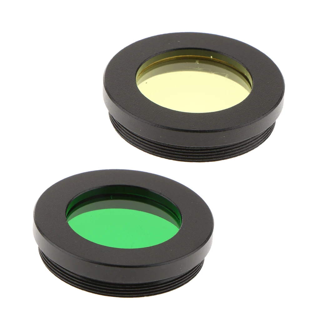 1.25' Telescope Eyepiece Lens Color Filters Set Kit for Astronomy Accessory Lunar Planet Moon Cloudy Nebula(Green, Yellow)