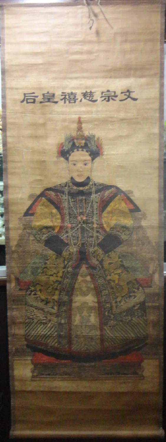 

FREE SHIPPING Chinese old scroll painting QING Dynasty Queen XianFeng 68 * 24inch