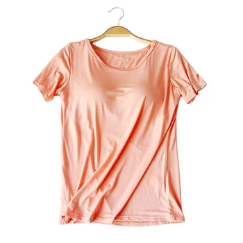 

Casual Cozy modal summer sleep tops women Avoid wearing a bra high elasticity candy color comfort short sleeve t-shirts women