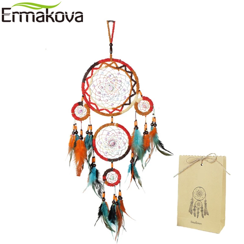 

ERMAKOVA Colorful Dream Catcher Decor Handmade Dreamcatcher India Style for Kids' Bed Room Hanging Ornaments Home Wall Car Decor