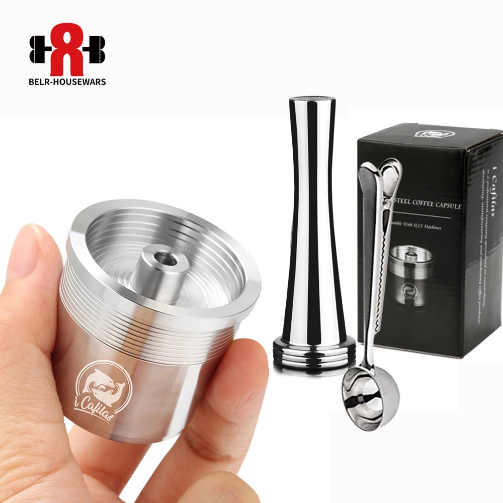

ICalifas STAINLESS STEEL Metal Compatible for illy coffee Machine Maker Refillable Reusable Capsule fit for illy Espresso Cafe