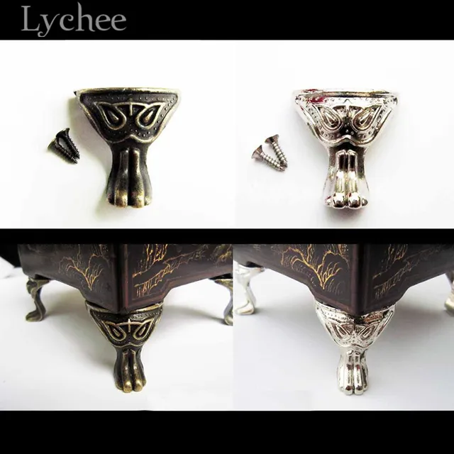 Lychee Vintage Jewelry Chest Box Feet Leg Antique Bronze Color Lychee Vintage Jewelry Chest Box Feet Leg Antique Bronze Color Silver Color Box Leg Furniture Parts - Lychee Vintage Jewelry Chest Box Feet Leg Antique Bronze Color