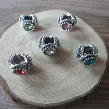 10 шт./лот, тибетские серебряные стразы для волос, коса, дреды, бусины смешанных цветов