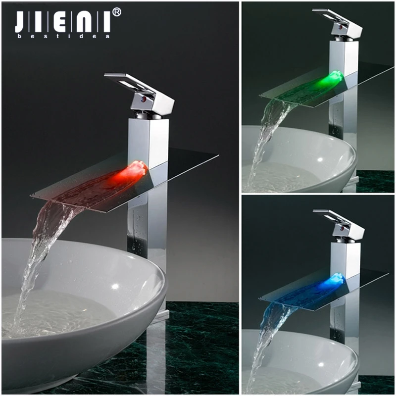 LED Chrome Tall Basin Faucet Water Tap New Bathroom Sink Mixer